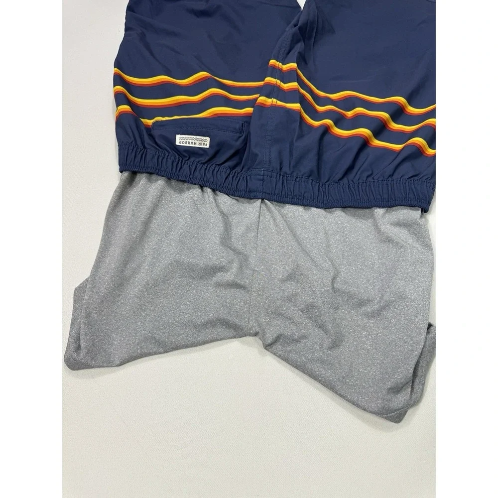 Fair Harbor Swim Trunks Men 2XL Blue Orange Red Performance Lined Shorts 8.5